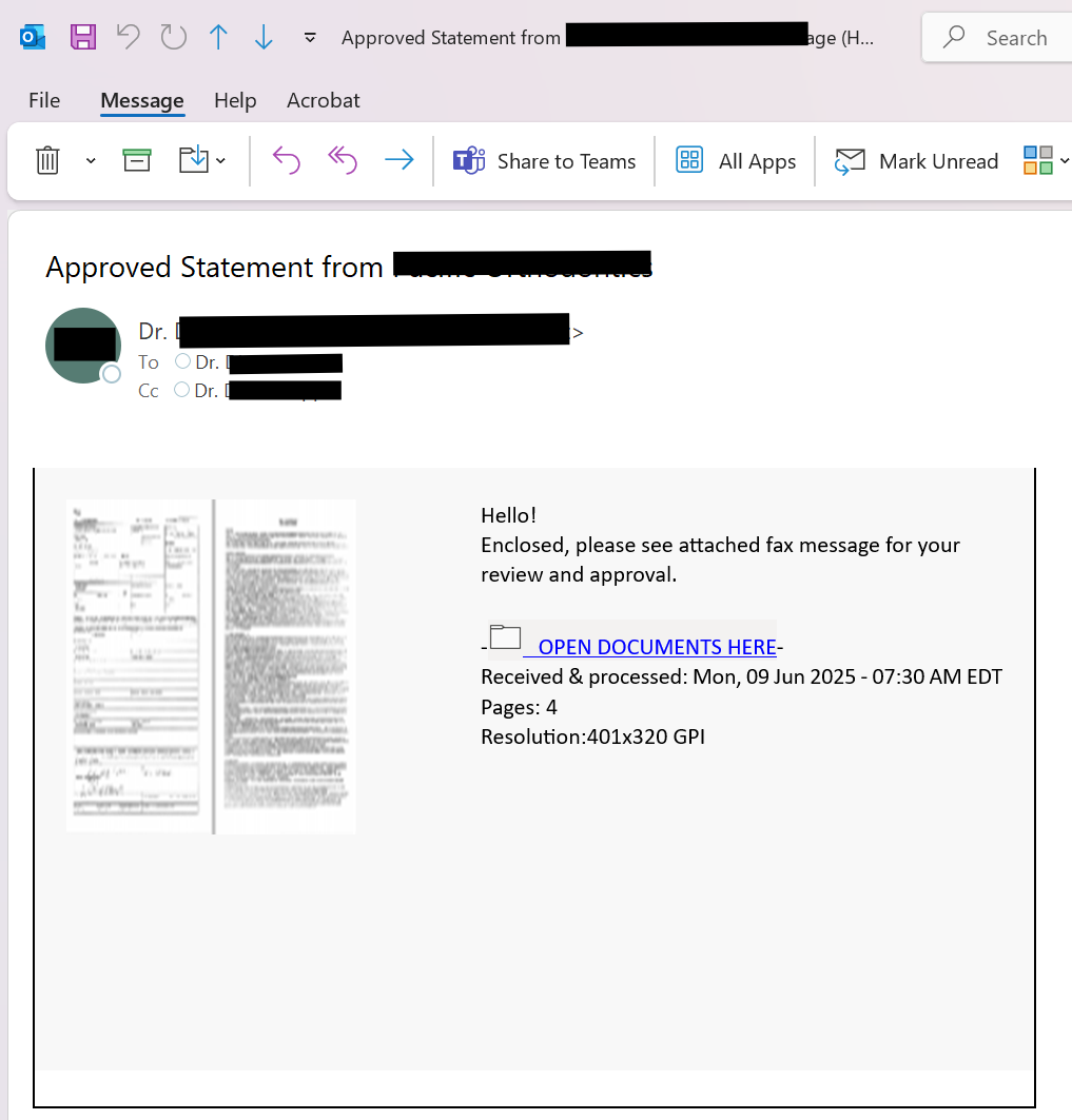Example of phishing email scam attempt.
